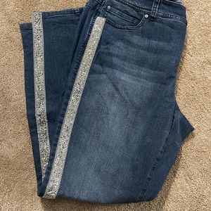 Macys Brand -INC skinny jeans with rhinestone trim.